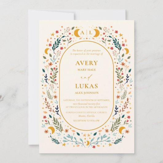 mystieke botanische bruiloft kaart (Voorkant)