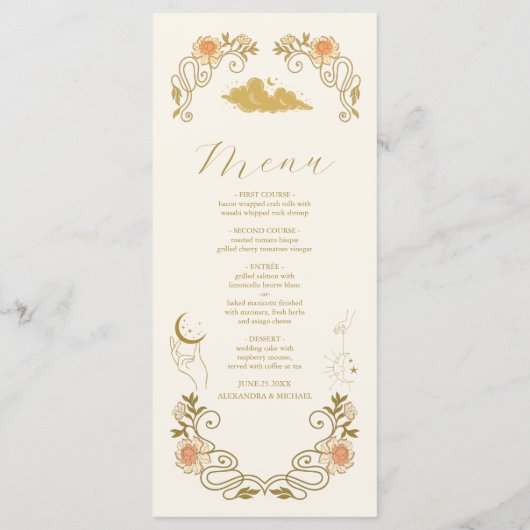  mystieke botanische bruiloft menu (Achterkant)