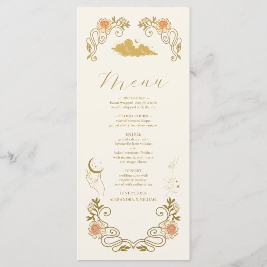 mystieke botanische bruiloft menu (Voorkant)