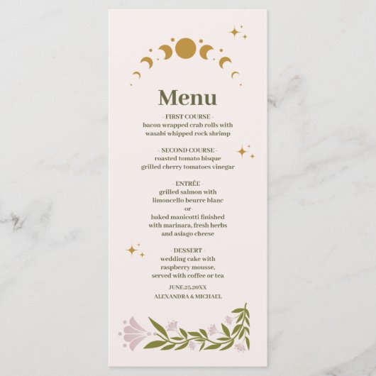  mystieke botanische bruiloft menu (Voorkant)