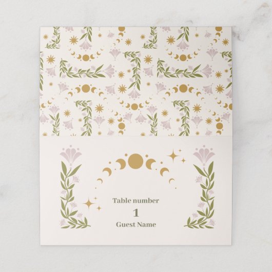  mystieke botanische bruiloft plaatskaartje (Buitenkant ongevouwen)