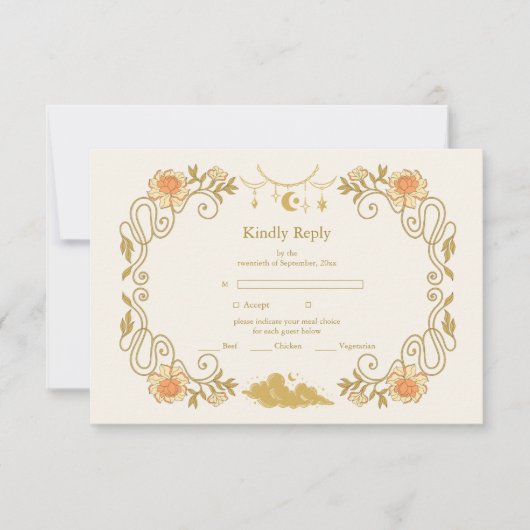  mystieke botanische bruiloft RSVP kaartje (Voorkant)