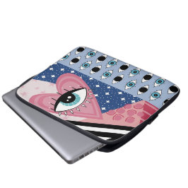 Mystieke Boze Oog Hart Pop Art Retro Hemels  Laptop Sleeve