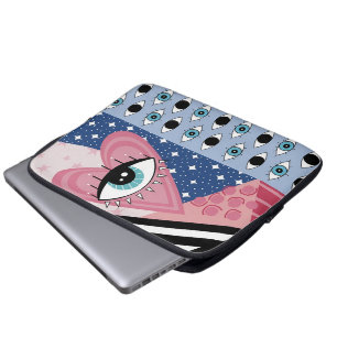 Mystieke Boze Oog Hart Pop Art Retro Hemels Laptop Sleeve