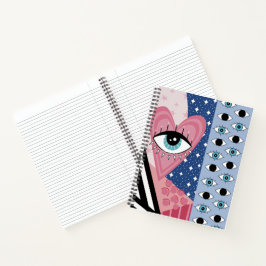 Mystieke Boze Oog Hart Pop Art Retro Hemels  Notitieboek