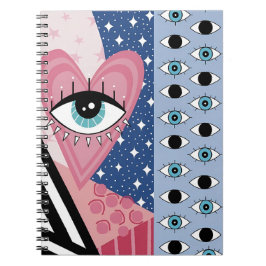 Mystieke Boze Oog Hart Pop Art Retro Hemels  Notitieboek