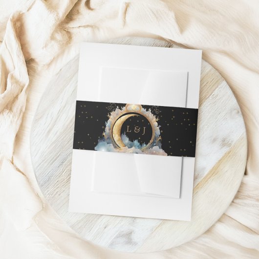 Mystieke Celestial Stars Bruiloft Belly Band Uitnodigingen Wikkel