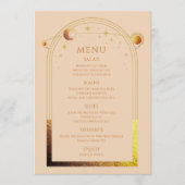 Mystieke Champagne Gouden Zon Maan Sterren Huwelij Menu (Voorkant)