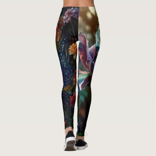 Mystieke charme: Fairy en Paarse Iris Leggings (Achterkant)