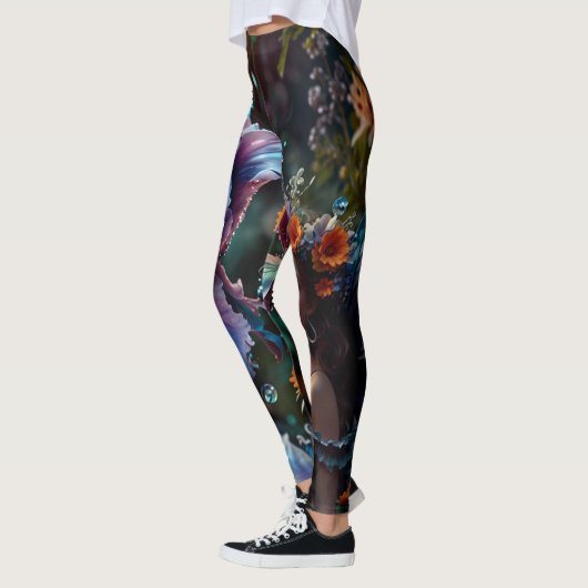 Mystieke charme: Fairy en Paarse Iris Leggings (Links)