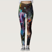 Mystieke charme: Fairy en Paarse Iris Leggings (Voorkant)