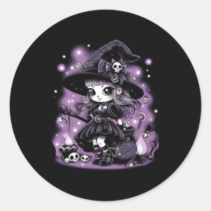 Mystieke Charms Halloween Heks Graphic Ronde Sticker