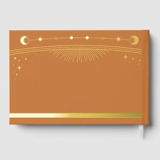Mystieke Chic Gouden Zon Maan Sterren Huwelijk Gastenboek (Achterkant)
