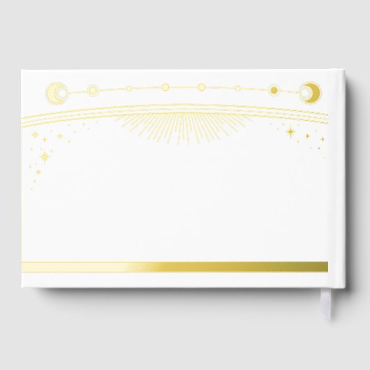 Mystieke Chic Witte Zon Maan Sterren Huwelijk Gastenboek (Achterkant)