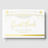 Mystieke Chic Witte Zon Maan Sterren Huwelijk Gastenboek (Voorkant)