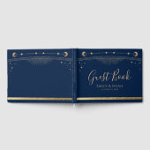 Mystieke Chique Blauw Goud Zon Maan Sterren Bruilo Gastenboek (Volledig)