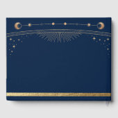 Mystieke Chique Blauw Goud Zon Maan Sterren Bruilo Gastenboek (Achterkant)