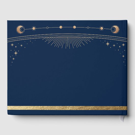 Mystieke Chique Blauw Goud Zon Maan Sterren Bruilo Gastenboek (Achterkant)