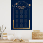 Mystieke Chique Blauw Goud Zon Maan Sterren Bruilo Poster (Keuken)