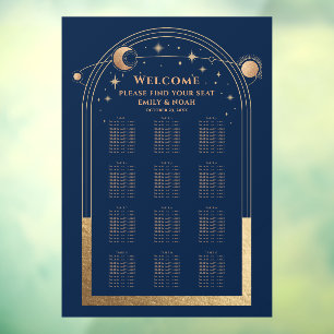 Mystieke Chique Blauw Goud Zon Maan Sterren Bruilo Raamsticker