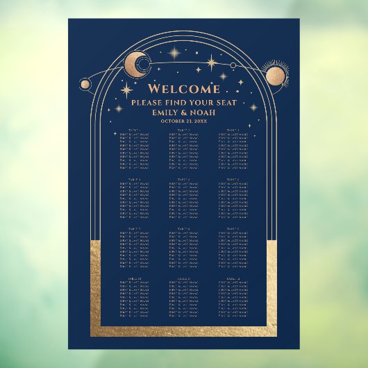 Mystieke Chique Blauw Goud Zon Maan Sterren Bruilo Raamsticker (Vel 3)