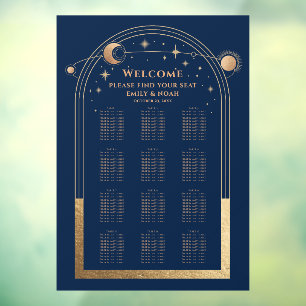 Mystieke Chique Blauw Goud Zon Maan Sterren Bruilo Raamsticker