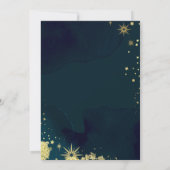 Mystieke Chique Blauw Gouden Ster Maan Bruiloft Kaart (Achterkant)