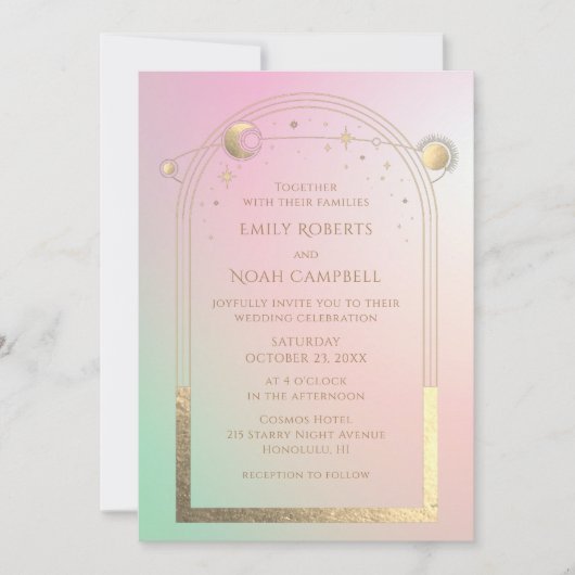 Mystieke Chique Pastel Star Maan Fotoruimte Kaart (Voorkant)