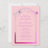 Mystieke Chique Roze Paarse Star Moon Fotoruimte Kaart (Voorkant)