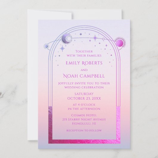 Mystieke Chique Zonsondergang Roze Ster Maan Fotor Kaart (Voorkant)