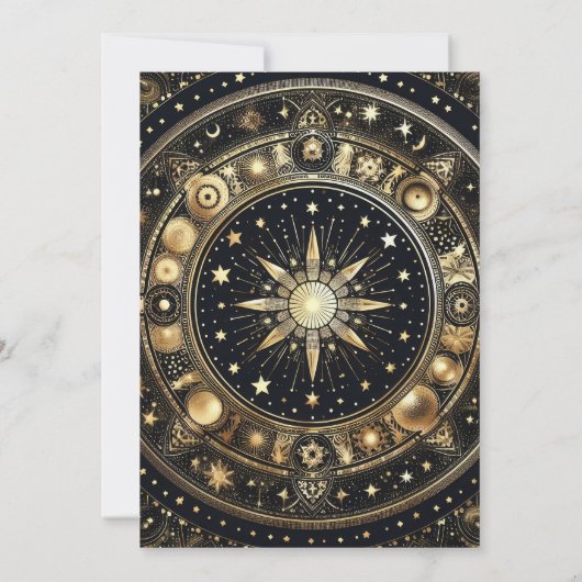 Mystieke Chique Zwart Goud Zon Maan Bruiloft Kaart (Achterkant)