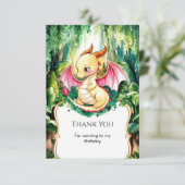 Mystieke Cute Draak Verjaardag Bedankkaart (Staand voorkant)