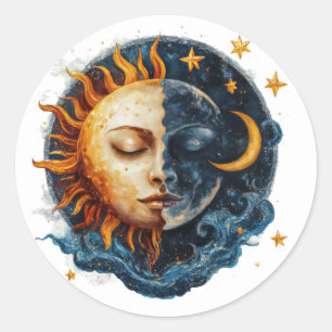 Mystieke dag en nacht ronde sticker