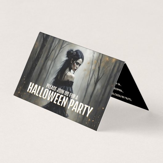 Mystieke dame in donker Halloween bos - Uitnodigin Kaart (Voorkant)