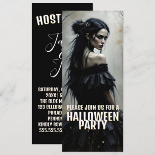 Mystieke Dame in Donker Halloweenbos - Uitnodiging