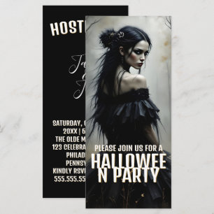 Mystieke Dame in Donker Halloweenbos - Uitnodiging