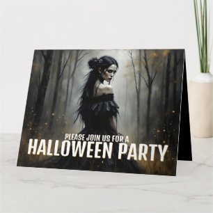 Mystieke Dame in Donker Halloweenbos - Uitnodiging