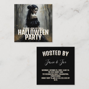 Mystieke Dame in Donker Halloweenbos - Uitnodiging