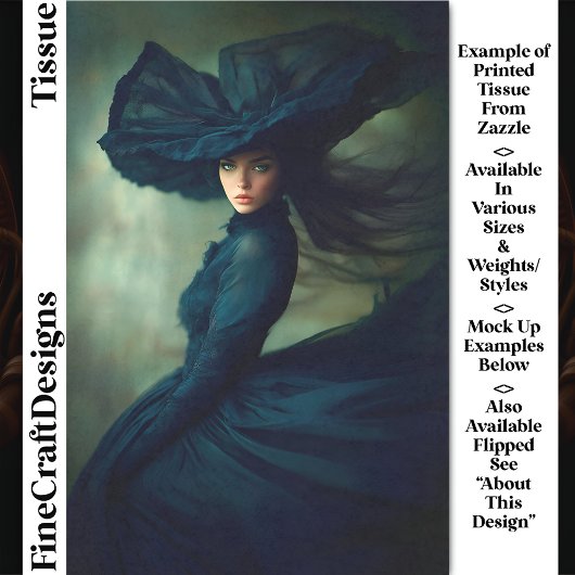 Mystieke dame in Midnight Blue DU2L Decoupage Tissuepapier