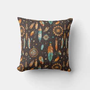 Mystieke Dark Boho: Veren & Droomvangers Desi Kussen