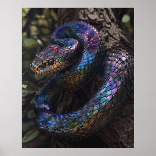 Mystieke Dark Rainbow Iridescent Viper Coiled Post Poster (Voorkant)