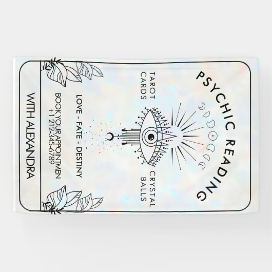 Mystieke derde oog maan fasen holografisch spandoek (Horizontaal)