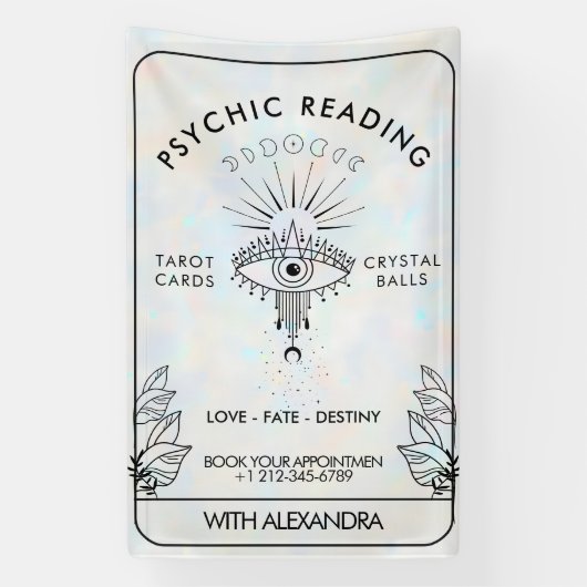 Mystieke derde oog maan fasen holografisch spandoek (Verticaal)