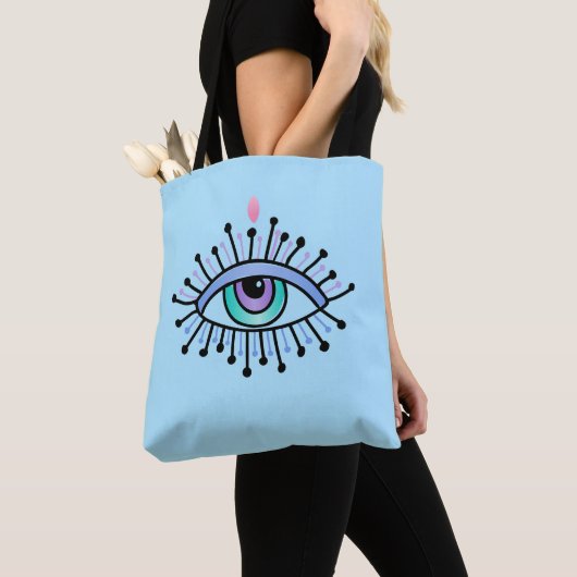 Mystieke Derde Oog Spirituele Yoga Omkeerbare Kleu Tote Bag (Dichtbij)