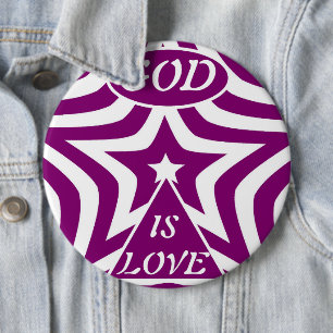 Mystieke Diep Paarse Ster "God Is Liefde" - Juweel Ronde Button 6,0 Cm