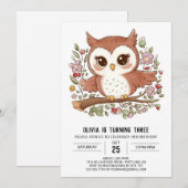 Mystieke  Digitale Uil Verjaardag Kaart (Voorkant / Achterkant)