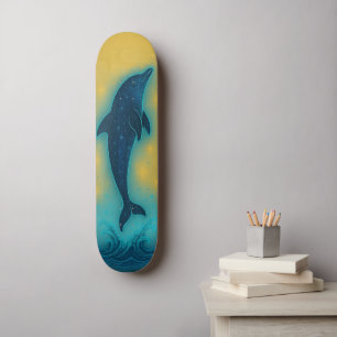 Mystieke Dolfijn Retro Kleuren Muurkunst Skateboar Persoonlijk Skateboard