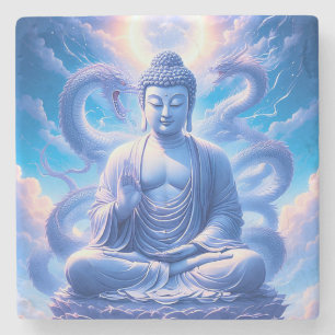 Mystieke Draak Boeddha Meditatie Stenen Onderzetter