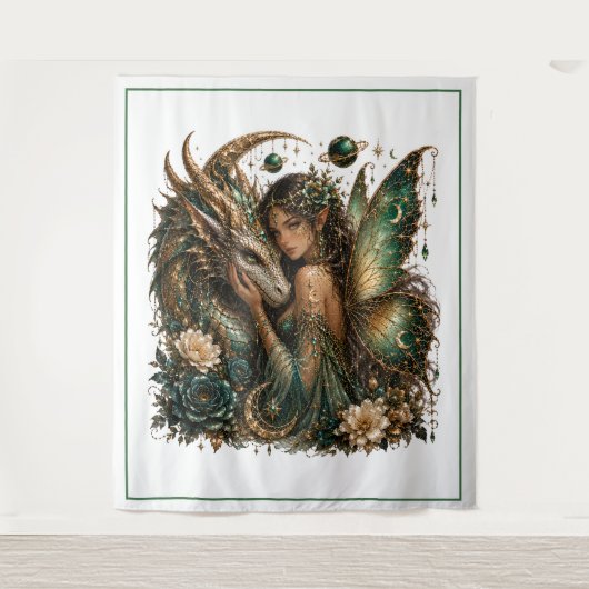 Mystieke Draak Fee Kunst Wandkleed (Voorkant)