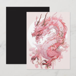 Mystieke Draak roze Oude maan Ansichtkaart Gekre Briefkaart